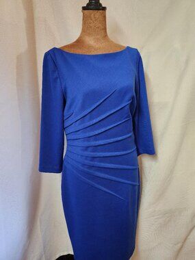 NWT David Meister Sz 8 Career Pleated Long Sleeve Dress MSRP $368